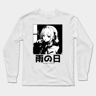 "Rainy Days" Aesthetic Manga Girl Lofi Long Sleeve T-Shirt